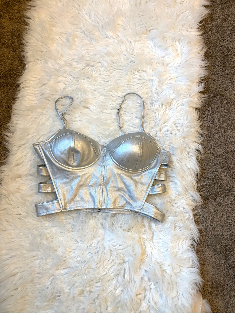 Silver Metalic Bustier Crop Top